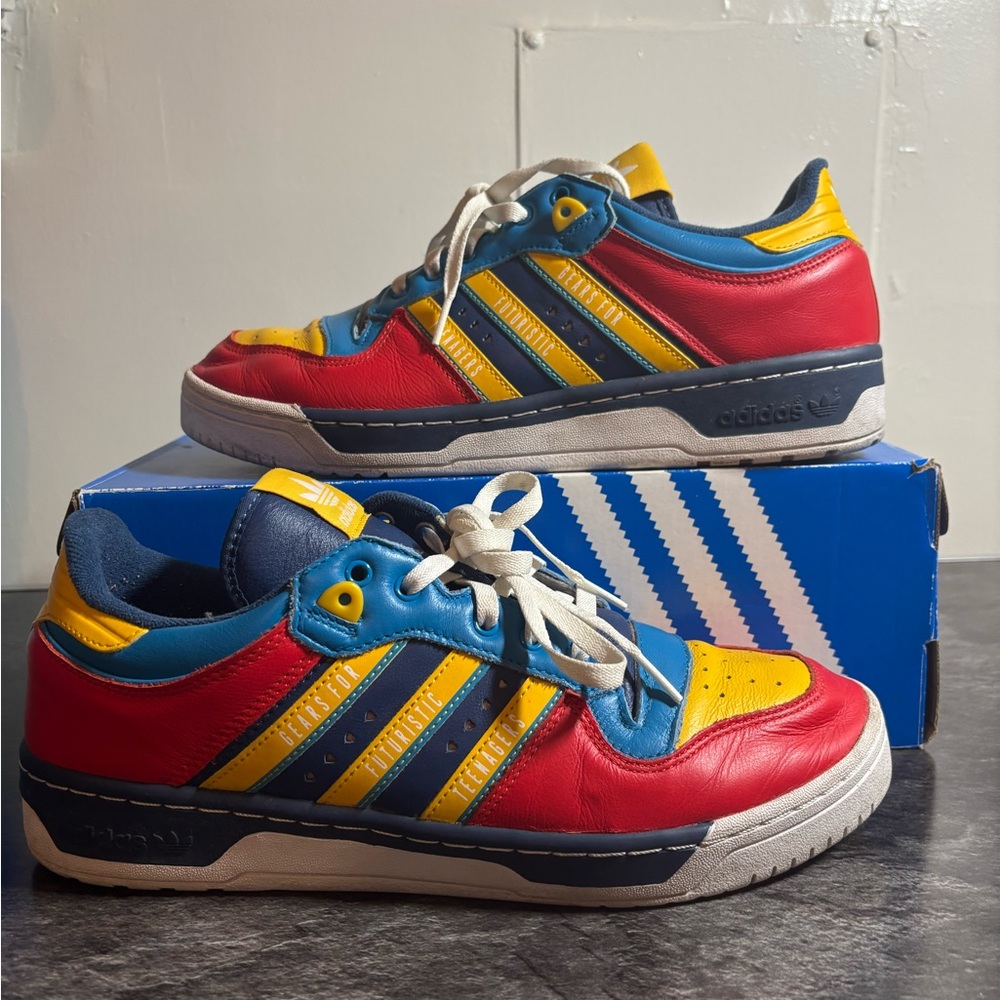 Adidas Rivalry X Human Made Red, Yellow, and Blue Sneakers